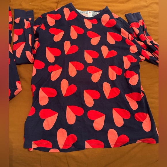 Heart Pattern men’s Pajamas - Navy and Red - Picture 2 of 6